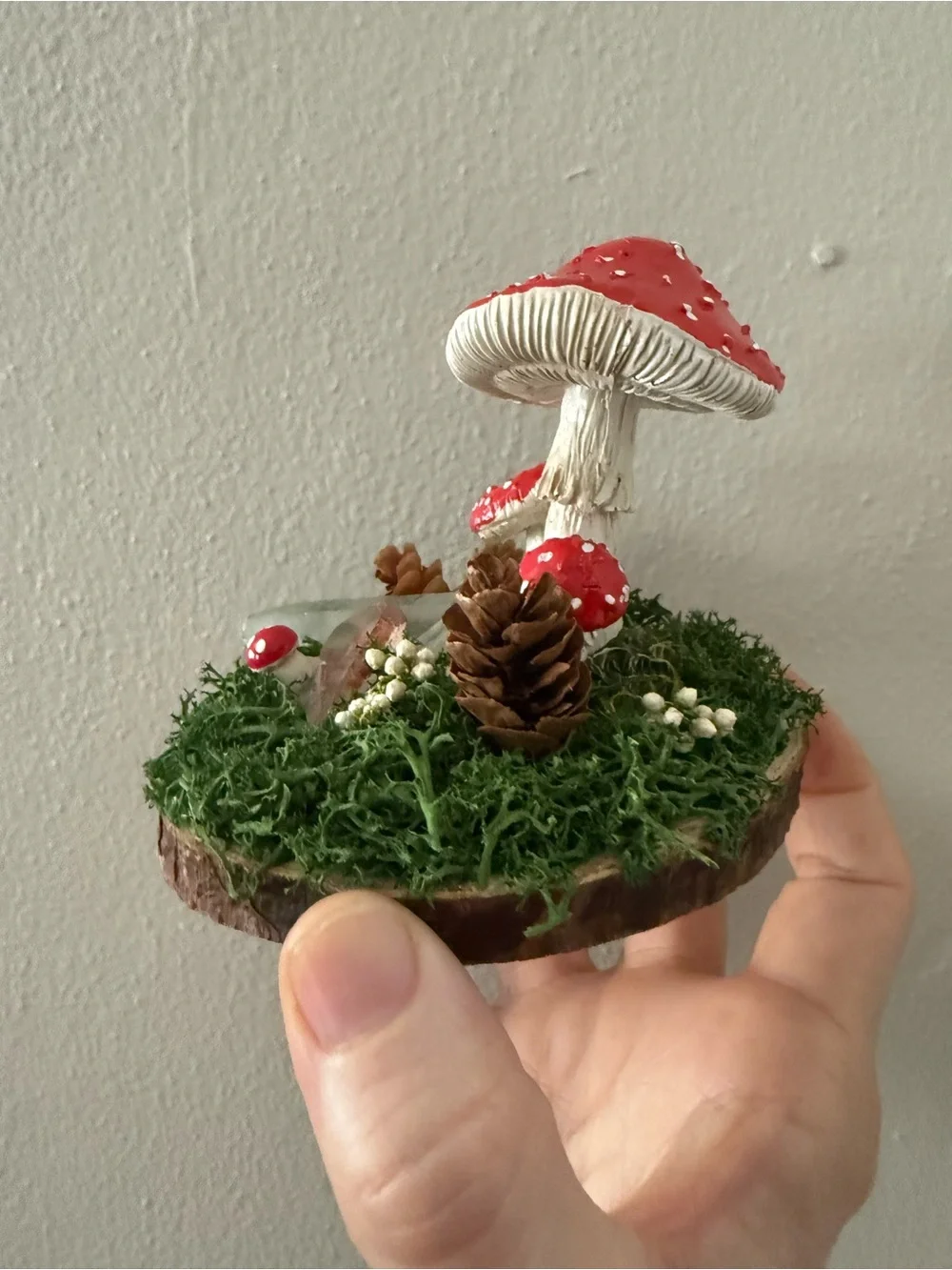 Handcrafted Red Toadstool Mushroom Terrarium Accent